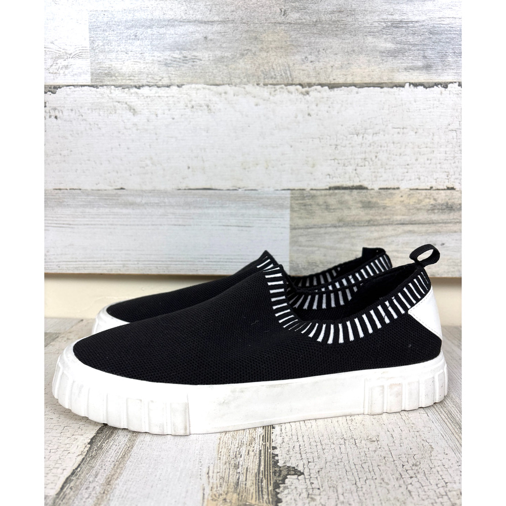 Dolce Vita Womens 8.5 Dylan Black White Platform Slip On Sneakers
